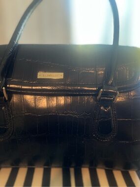 Liz Claiborne Black Croc-Embossed Satchel